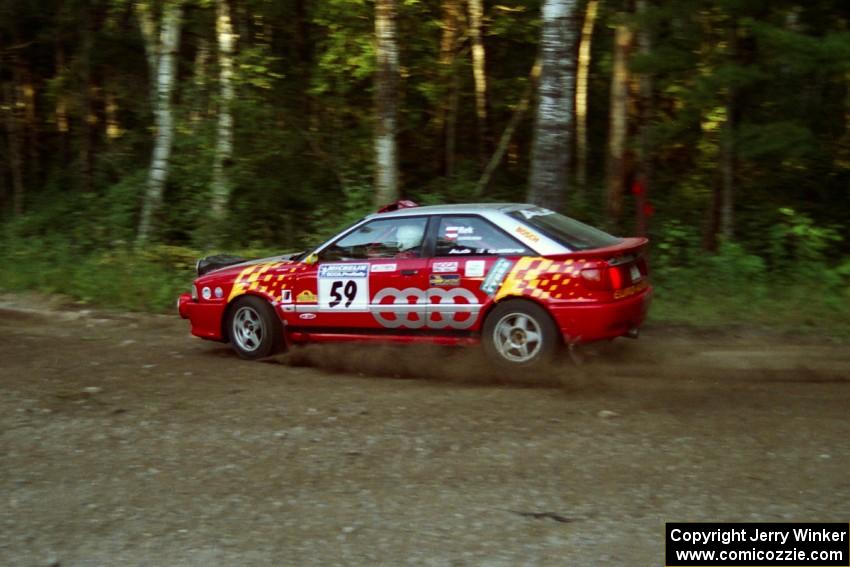 John Rek / Piotr Modrzejewski Audi S2 Quattro at speed on SS1, Akeley Cutoff.