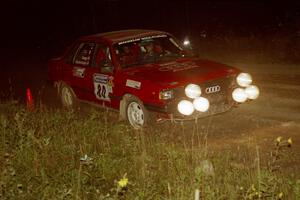 Jon Kemp / Rod Hendricksen Audi 4000 Quattro at speed through the crossroads on SS6, East Steamboat.