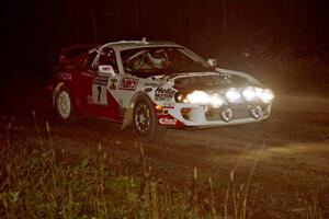 Ralph Kosmides / Joe Noyes Toyota Supra Turbo at speed through the crossroads on SS6, East Steamboat.