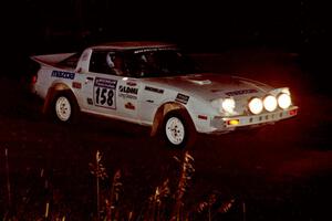 Ted Grzelak / Chris Plante Mazda RX-7 at speed through the crossroads on SS6, East Steamboat.