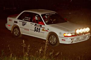 Todd Jarvey / Rich Faber Mitsubishi Galant VR-4 at speed through the crossroads on SS6, East Steamboat.