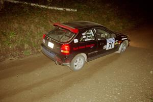 Bryan Hourt / Brian Shanfeld Honda Civic at speed on SS8, Kabekona.