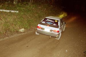 Lauchlin O'Sullivan / John Dillon Mazda 323GTX at speed on SS8, Kabekona.