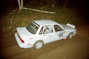 Seamus Burke / Tom Lawless Mitsubishi Galant VR-4 at speed on SS8, Kabekona.