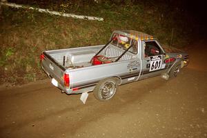 Mike Halley / Emily Burton-Weinman Dodge Ram 50 at speed on SS8, Kabekona.