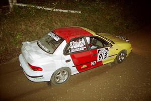 Janusz Jastrzebski / Kathy Freund Subaru Impreza at speed on SS8, Kabekona.