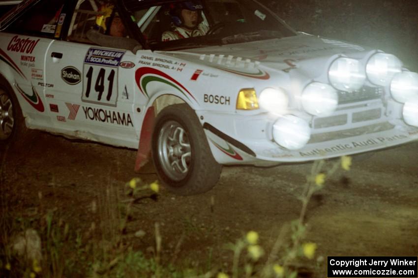 Frank Sprongl / Dan Sprongl Audi S2 Quattro at speed through the crossroads on SS6, East Steamboat.