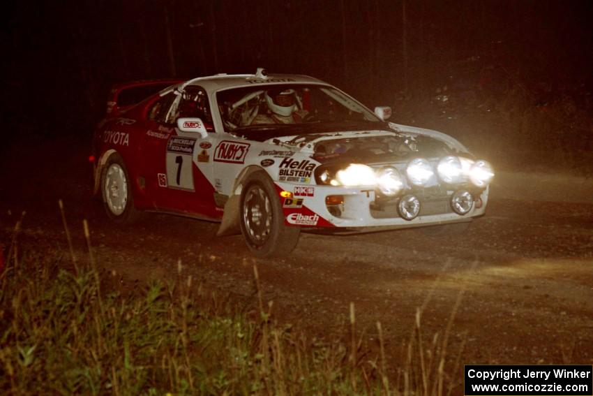 Ralph Kosmides / Joe Noyes Toyota Supra Turbo at speed through the crossroads on SS6, East Steamboat.