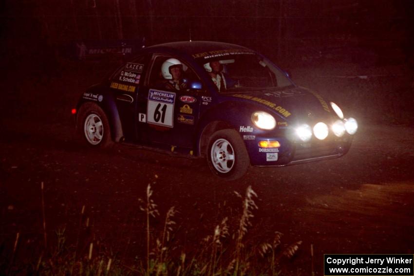 Karl Scheible / Gail McGuire VW Beetle at speed through the crossroads on SS6, East Steamboat.