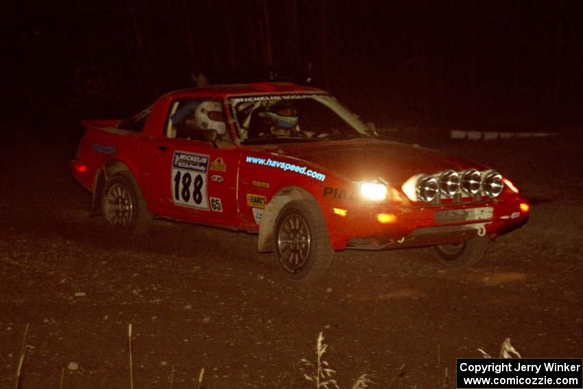 Andrew Havas / Scott Slingerland Mazda RX-7 at speed through the crossroads on SS6, East Steamboat.