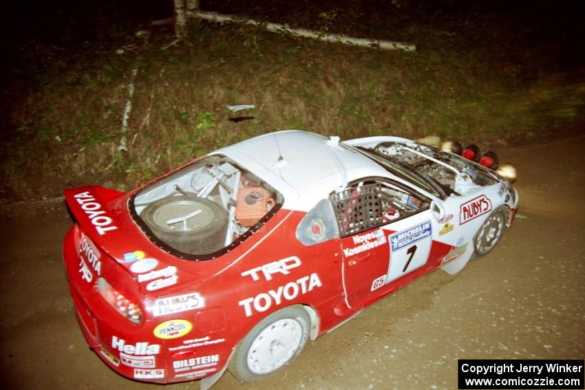 Ralph Kosmides / Joe Noyes Toyota Supra Turbo at speed on SS8, Kabekona.