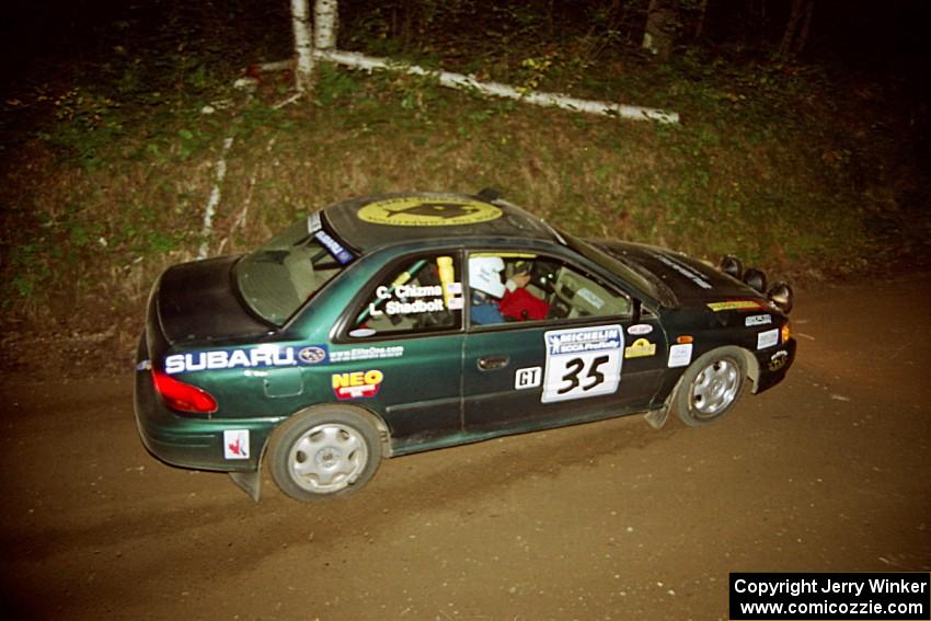 Lee Shadbolt / Claire Chizma Subaru Impreza at speed on SS8, Kabekona.