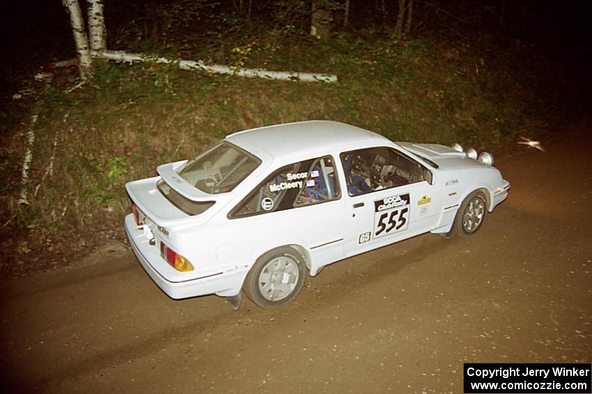 Colin McCleery / Jeff Secor Merkur XR4Ti at speed on SS8, Kabekona.