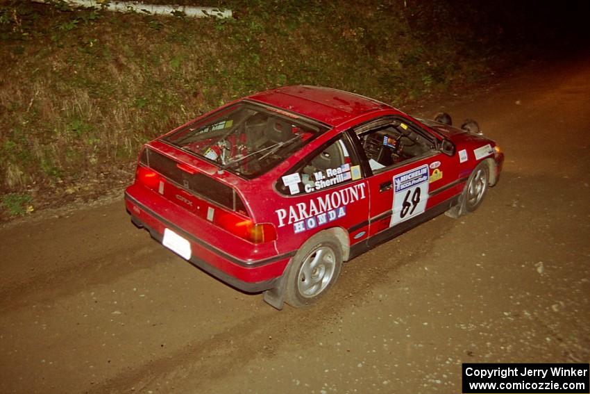 Charles Sherrill / Mark Rea Honda CRX Si at speed on SS8, Kabekona.