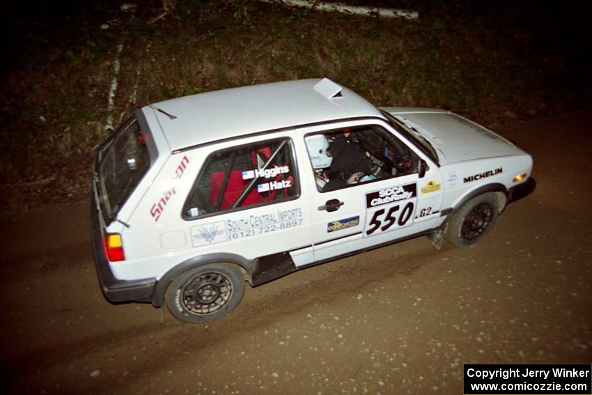 Aaron Hatz / Brendan Higgins VW GTI at speed on SS8, Kabekona.