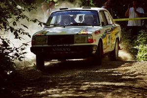 Bill Malik / Christian Edstrom Volvo 240 at the spectator location on SS9, Strawberry Mountain.