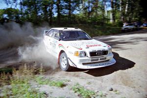 Frank Sprongl / Dan Sprongl Audi S2 Quattro powers out of a corner on SS11, Anchor Hill.