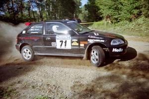 Bryan Hourt / Pete Cardimen Honda Civic powers out of a corner on SS11, Anchor Hill.