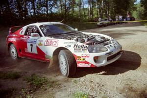 Ralph Kosmides / Joe Noyes Toyota Supra Turbo powers out of a corner on SS11, Anchor Hill.