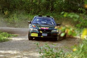 Lee Shadbolt / Claire Chizma Subaru Impreza powers out of a corner on SS11, Anchor Hill.