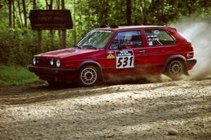 J.B. Niday / J.B. Lewis VW GTI at speed on SS11, Anchor Hill.