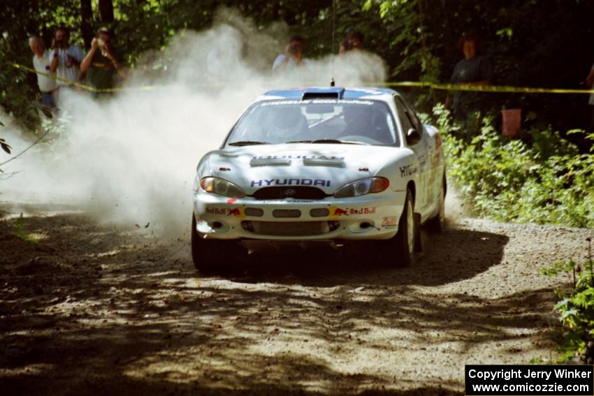 Paul Choiniere / Jeff Becker Hyundai Tiburon at the spectator location on SS9, Strawberry Mountain.