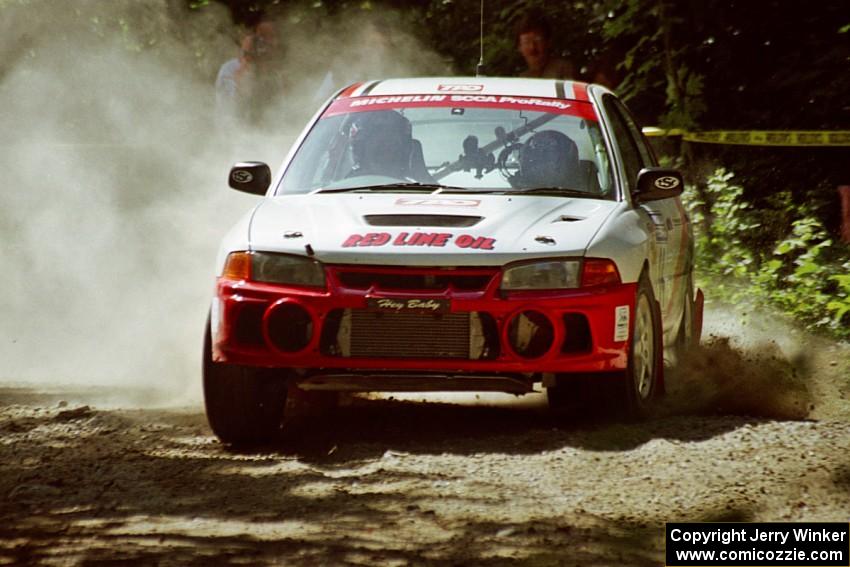 Garen Shrader / Doc Schrader Mitsubishi Lancer Evo IV at the spectator location on SS9, Strawberry Mountain.