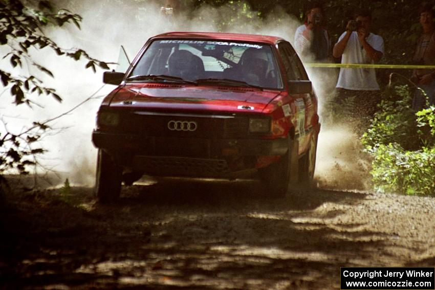 Jon Kemp / Rod Hendricksen Audi 4000 Quattro at the spectator location on SS9, Strawberry Mountain.