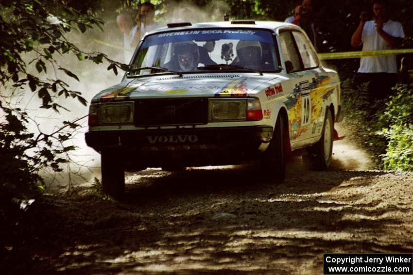 Bill Malik / Christian Edstrom Volvo 240 at the spectator location on SS9, Strawberry Mountain.