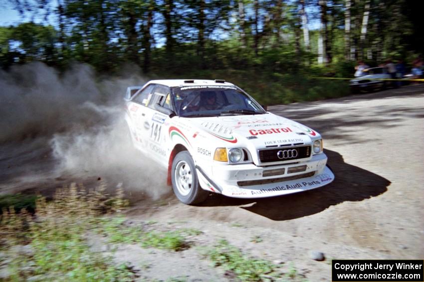 Frank Sprongl / Dan Sprongl Audi S2 Quattro powers out of a corner on SS11, Anchor Hill.