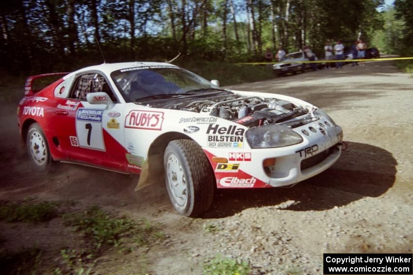 Ralph Kosmides / Joe Noyes Toyota Supra Turbo powers out of a corner on SS11, Anchor Hill.