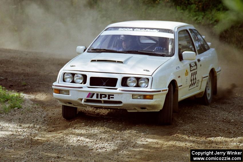 Colin McCleery / Jeff Secor Merkur XR4Ti powers out of a corner on SS11, Anchor Hill.