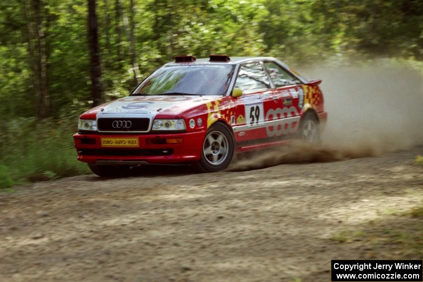 John Rek / Piotr Modrzejewski Audi S2 Quattro at speed on SS11, Anchor Hill.