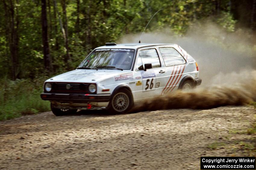 Doug Davenport / Al Kintigh VW GTI at speed on SS11, Anchor Hill.