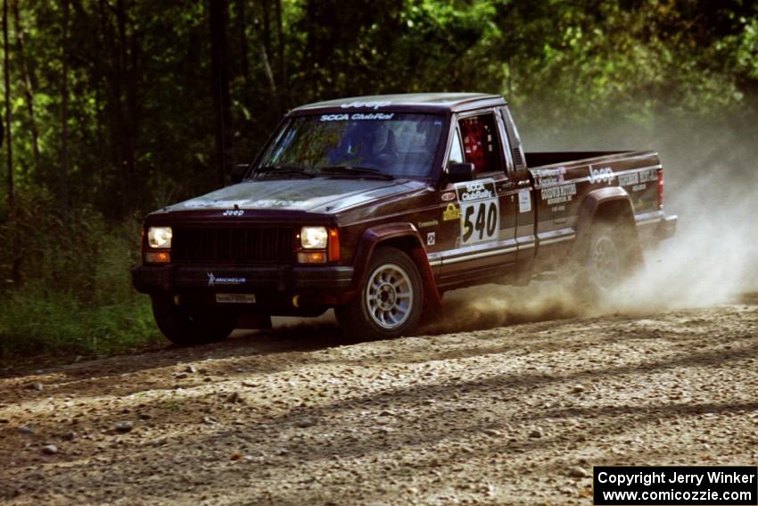 Scott Carlborn / Jim Konkler Jeep Comanche at speed on SS11, Anchor Hill.