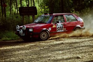 Mike Magozzi / Dave Fuss VW Golf at speed on SS11, Anchor Hill.