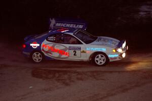 Noel Lawler / Charles Bradley Hyundai Tiburon comes through the spectator corner on SS14, Perkins Road.