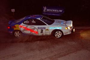 Paul Choiniere / Jeff Becker Hyundai Tiburon comes through the spectator corner on SS14, Perkins Road.