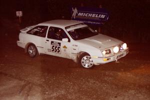 Colin McCleery / Jeff Secor Merkur XR4Ti comes through the spectator corner on SS14, Perkins Road.