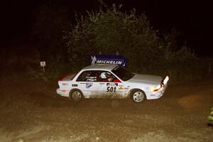 Todd Jarvey / Rich Faber Mitsubishi Galant VR-4 comes through the spectator corner on SS14, Perkins Road.