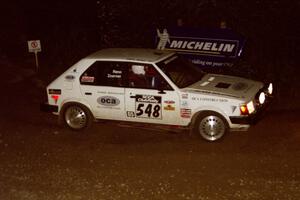 John Zoerner / Greg Reno Dodge Omni GLH-Turbo comes through the spectator corner on SS14, Perkins Road.