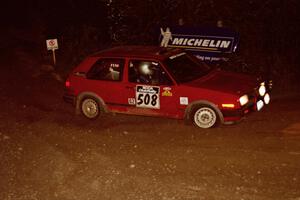 Mike Magozzi / Dave Fuss VW Golf comes through the spectator corner on SS14, Perkins Road.