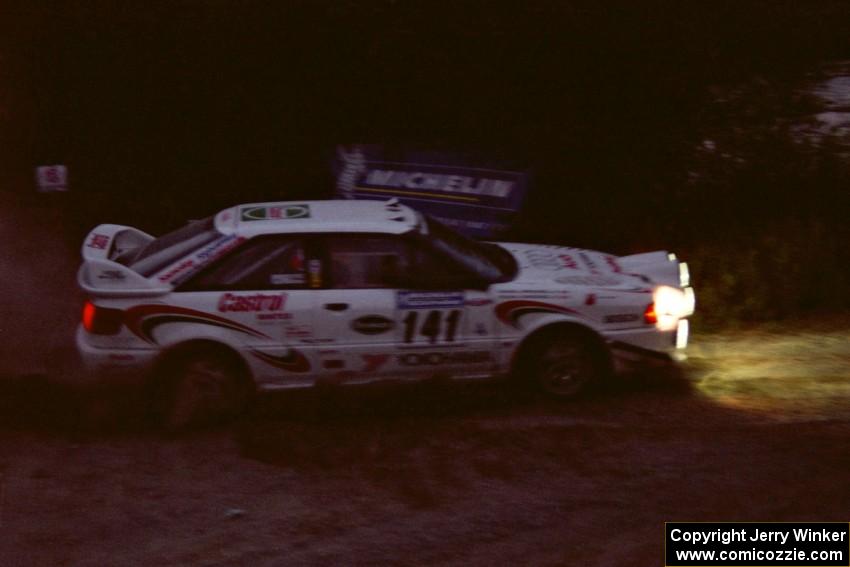 Frank Sprongl / Dan Sprongl Audi S2 Quattro comes through the spectator corner on SS14, Perkins Road.