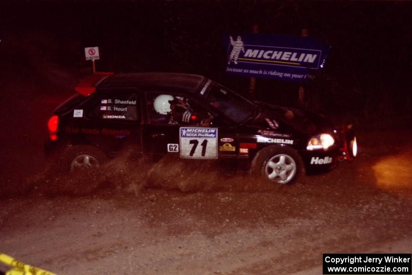 Bryan Hourt / Brian Shanfeld Honda Civic comes through the spectator corner on SS14, Perkins Road.