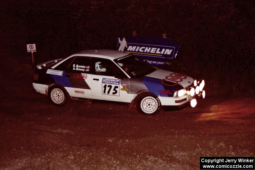 Alex Erisoty / Ben Greisler Audi 90 Quattro comes through the spectator corner on SS14, Perkins Road.