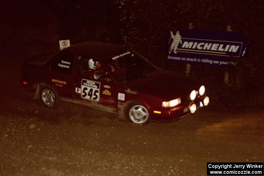 Eric Seppanen / Chris Somero Nissan Sentra SE-R comes through the spectator corner on SS14, Perkins Road.