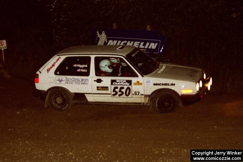 Aaron Hatz / Brendan Higgins VW GTI comes through the spectator corner on SS14, Perkins Road.