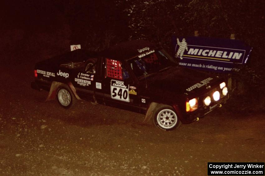 Scott Carlborn / Jim Konkler Jeep Comanche comes through the spectator corner on SS14, Perkins Road.