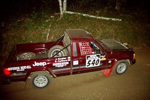 Scott Carlborn / Jim Konkler Jeep Comanche at speed on SS8, Kabekona.