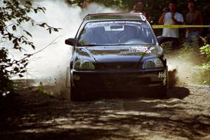 Bryan Hourt / Pete Cardimen Honda Civic at the spectator location on SS9, Strawberry Mountain.